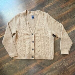 Gap Cable-Knit Cardigan - Camel Hair Brown - Size L